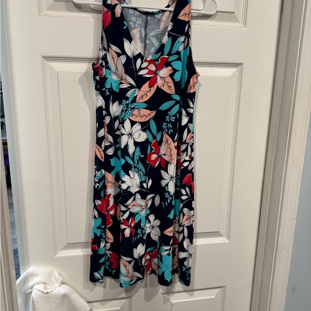 St. John's Bay Floral Midi Dress - Navy and Multicolor